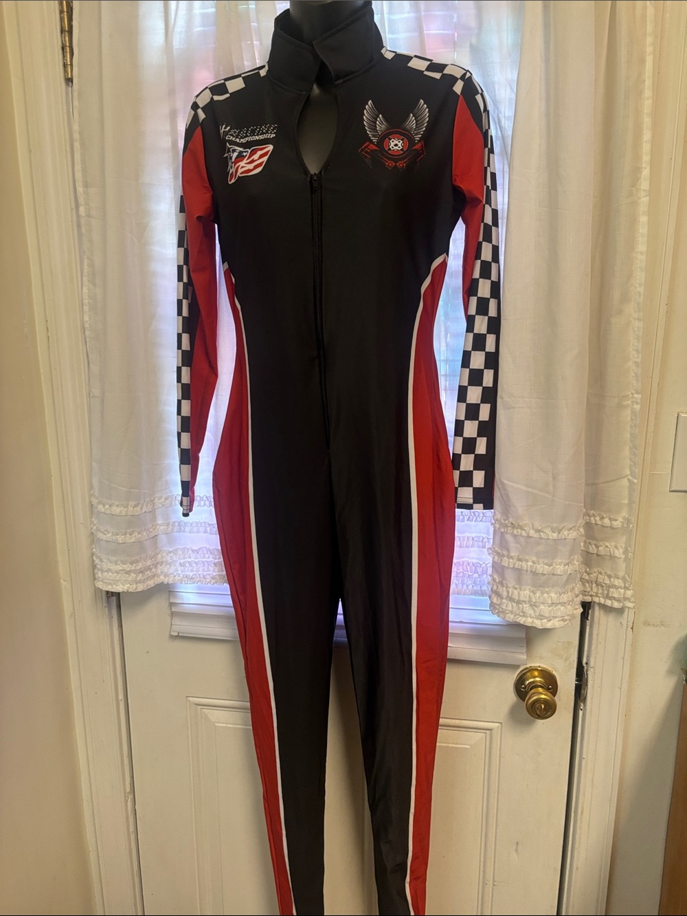 Morph Women Racing car -Style One-Piece Jumpsuit - Black & Red